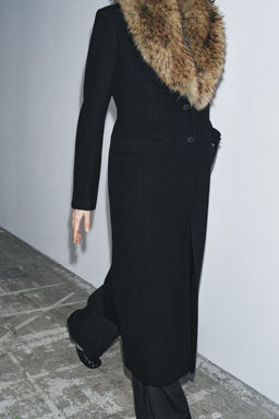 WOOL COAT WITH FAUX FUR COLLAR ZW COLLECTION - Zara фото 5