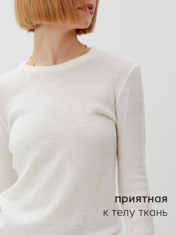 Джемпер женский MINAKU: Knitwear collection, цвет молочный, размер 50  фото 3
