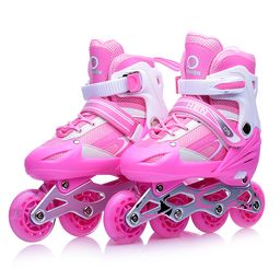 Роликовые коньки раздвижные, PU колёса со светом, размер S, розовые, в сумке