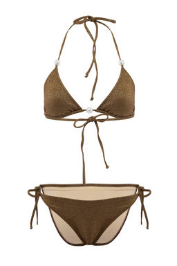TRENDYOLMILLA Siyah Ucgen Inci Aksesuarl? Simli Regular Bikini Tak?m? TBESS25BT00059  фото 29
