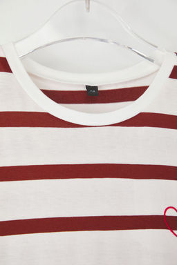 Turuncu K?z Cocuk %100 Pamuk Cizgili K?sa Kol Orme T-Shirt TKDSS25TS00103 - Trendyolmilla фото 3