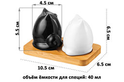 Набор д/специй 2 пр. 10,5*6,5*6,5 см Котики на деревянной подставке - Elan gallery фото 2