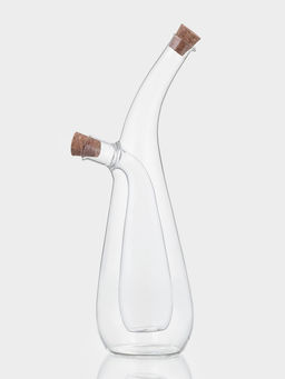 Бутыль для соусов и масла 2 в 1 «Фьюжн. Эстет», 280/75 мл, 8×6.5×24 см, стекло, прозрачная