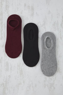 Bordo-Gri-Siyah Bambu 3lu Paket Patik Orme Corap THMSS25CO00005