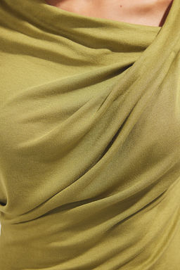 Yag Yesil Buzgu/Drape Detayl? Fitted/Vucuda Oturan Orme Bluz TWOSS25BZ00278