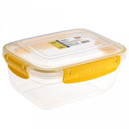 Контейнер для продуктов пластмассовый Мастер 1,4л, прямоугольный, с клипсами, воздухонепроницаемый (герметичный), съемный силиконовый уплотнитель, подходит для СВЧ, цвета микс (Россия) - Домашняя мода фото 2