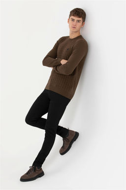 U. S. Polo Assn Мужской вязаный свитер кокосового цвета с круглым вырезом - U.s. polo assn фото 7