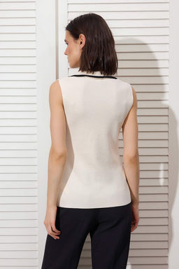 Ekru Fitted/Vucuda Oturan Ceket Yaka Yelek TWOSS26YE00008 - Trendyolmilla фото 6