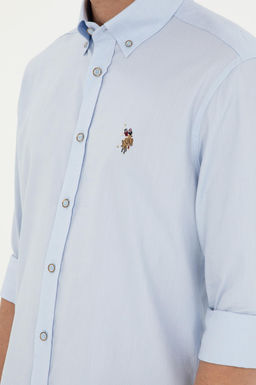 Мужская голубая базовая рубашка с длинным рукавом - U.s. polo assn фото 7