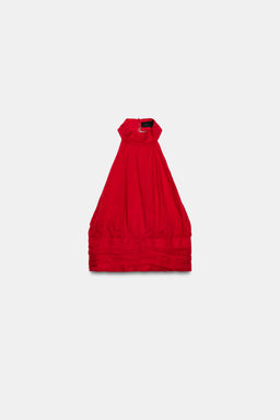 TOP HALTER LAZO ESPALDA CON LINO / Rojo - Zara фото 7