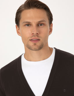 Koyu Kahverengi Slim Fit Basic D__meli Triko H_rka