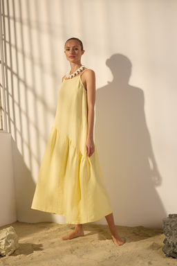 Trendyolmilla Sar? %100 Keten Dikis Detayl? Maxi Elbise TWOSS25EL00638  фото 6