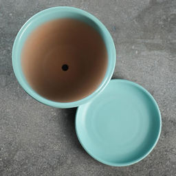 Горшок для цветов «Антик», 1 л, d=15 см, h=13 см, керамический, с поддоном, бирюзовый