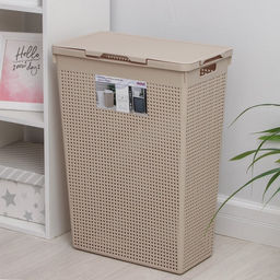 Корзина бельевая с крышкой «Лофт», 50 л, латте