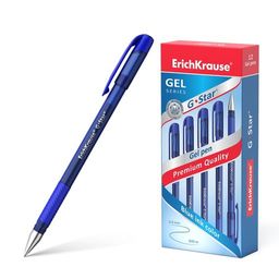 Цена за 12 шт. Ручка гелевая ErichKrause G-Star® Stick&Grip Original 0.5, цвет чернил синий (в коробке по 12 шт.)