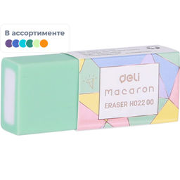 Цена за 2 шт. Ластик Deli Macaron 50x20x1мм ассорти пласт.туб. EH02200