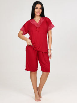 033 ДОМАШНИЙ КОСТЮМ ЖЕНСКИЙ (шорты) (Бордовый)