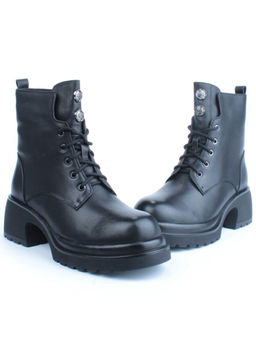 04-M3-H207 BLACK Ботинки зимние женские (натуральная кожа, натуральный мех)