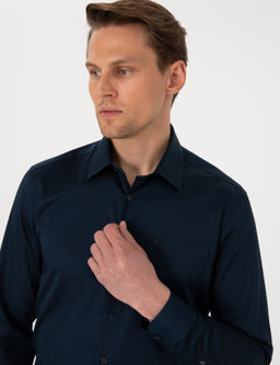 Lacivert Regular Fit Uzun Kollu Basic G_mlek
