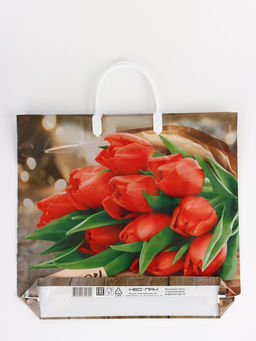 Цена за 5 шт. Пакет "Спасибо, полиэтиленовый, пластиковая ручка 37х35 см 90 мкм