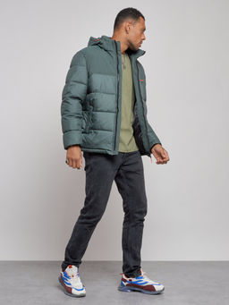 Куртка мужская зимняя с капюшоном спортивная великан цвета хаки 8377Kh - Wonderrman фото 4