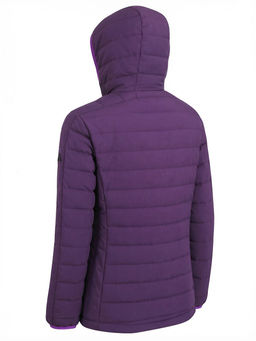 Куртка женская стёганая с капюшоном с графеновой подкладкой темно-фиолетового цвета 9624_1TF