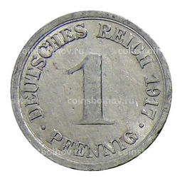 Монета 1 пфенниг 1917 года F Германия
