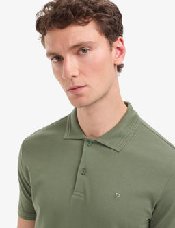 Haki Regular Fit %100 Pamuk K_vr_lmaz Polo Yaka Basic Ti__rt
