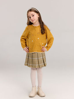 Bisiklet Yaka ?i?ekli K?z ?ocuk Triko H?rka