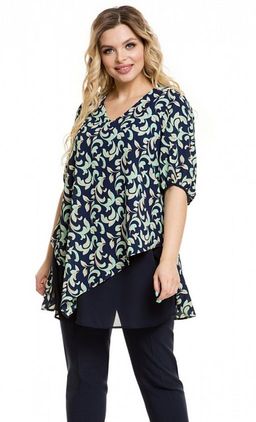 Блузка 1016 бирюзовый узор