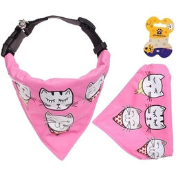 Цена за 2 шт. Ошейник с банданой и колокольчиком для кошек и собак мелких пород "Стильный БРО", цвет розовый, рL/23*15,5(лейбл)