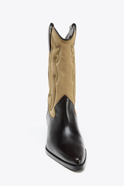 COMBINED LEATHER EMBROIDERED BOOTS - Zara фото 7