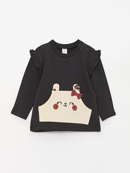 Bisiklet Yaka Uzun Kollu Bask?l? K?z Bebek Sweatshirt ve Pantolon 2li Tak?m - Waikiki фото 2