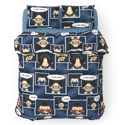 Постельное белье, комплект 1,5 спальный "Тусовка", 4 предмета: пододеяльник 145х215см на кнопках, простыня 150х220см, 2 наволочки 70х70см с клапаном-запахом, перкаль 115г/м2, хлопок 100%, упаковка "классическая" ПВХ 32х41см, "Домашняя мода" (Россия)