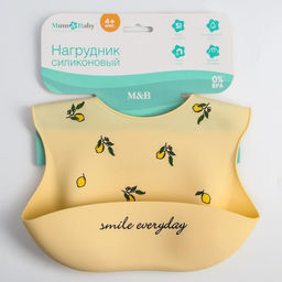 Нагрудник для кормления «Лимоны» силиконовый с карманом, цвет желтый