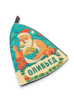 Шапка для бани с принтом "Оливьед. Новый год", темная