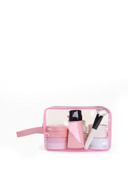 Косметичка на молнии для бассейна, с ручкой, прозрачный/розовый