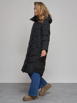 Пальто утепленное молодежное зимнее женское черного цвета 52355Ch - Holdluck фото 19