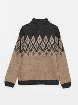 Dik Yaka Desenli Uzun Kollu Erkek ?ocuk Triko Kazak - Waikiki фото 2