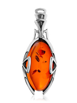 Эффектный кулон из цельного коньячного янтаря Рандеву