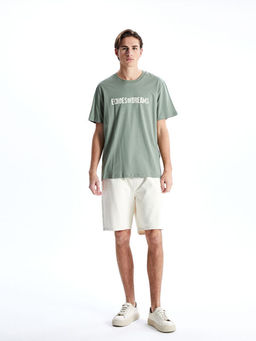 Bisiklet Yaka K?sa Kollu Bask?l? Penye Erkek Ti??rt