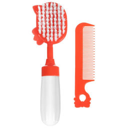 Расчёска детская, щётка для волос в наборе с погремушкой «Мяу», МИКС