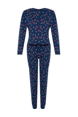 Trendyolmilla Lacivert %100 Pamuklu Y?lbas? Temal? Orme Pijama Tak?m? THMAW21PT0771  фото 23