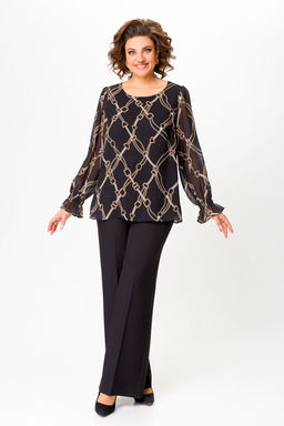 Блуза Swallow 803.2 черный+серебряный узор фото 750