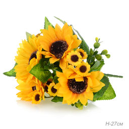Цветок искусственный Подсолнух букет 27 см / NW715 /уп 320/
