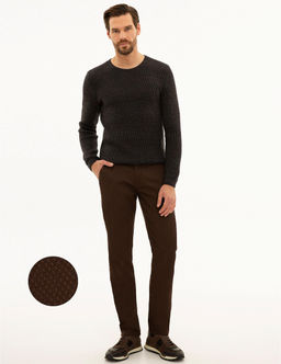 Kahverengi Slim Fit Kanvas Pantolon