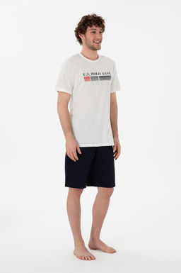 Erkek Bisiklet Yaka Beyaz Pijama Tak_m_ Sepette S_rpriz _ndirim