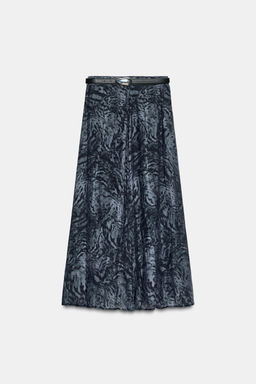 PRINTED MIDI SKIRT WITH BELT - Zara фото 5