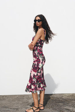 FLORAL GODET DRESS - Zara фото 6