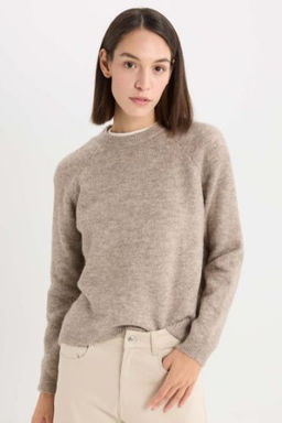 Regular Fit Bisiklet Yaka Basic Duz Triko Kazak